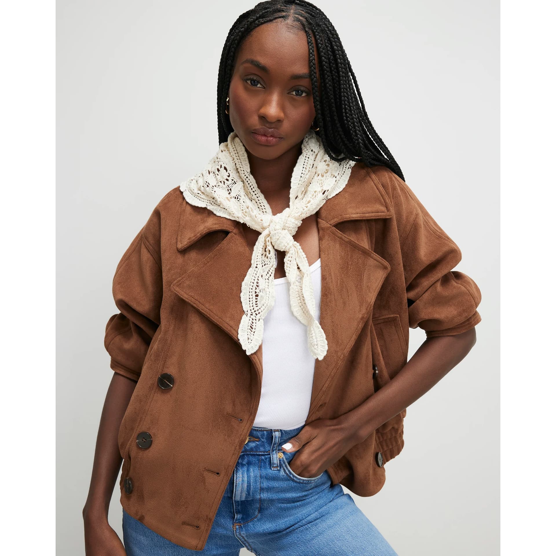 River Island River Island Womens Cream Crochet Triangle Scarf