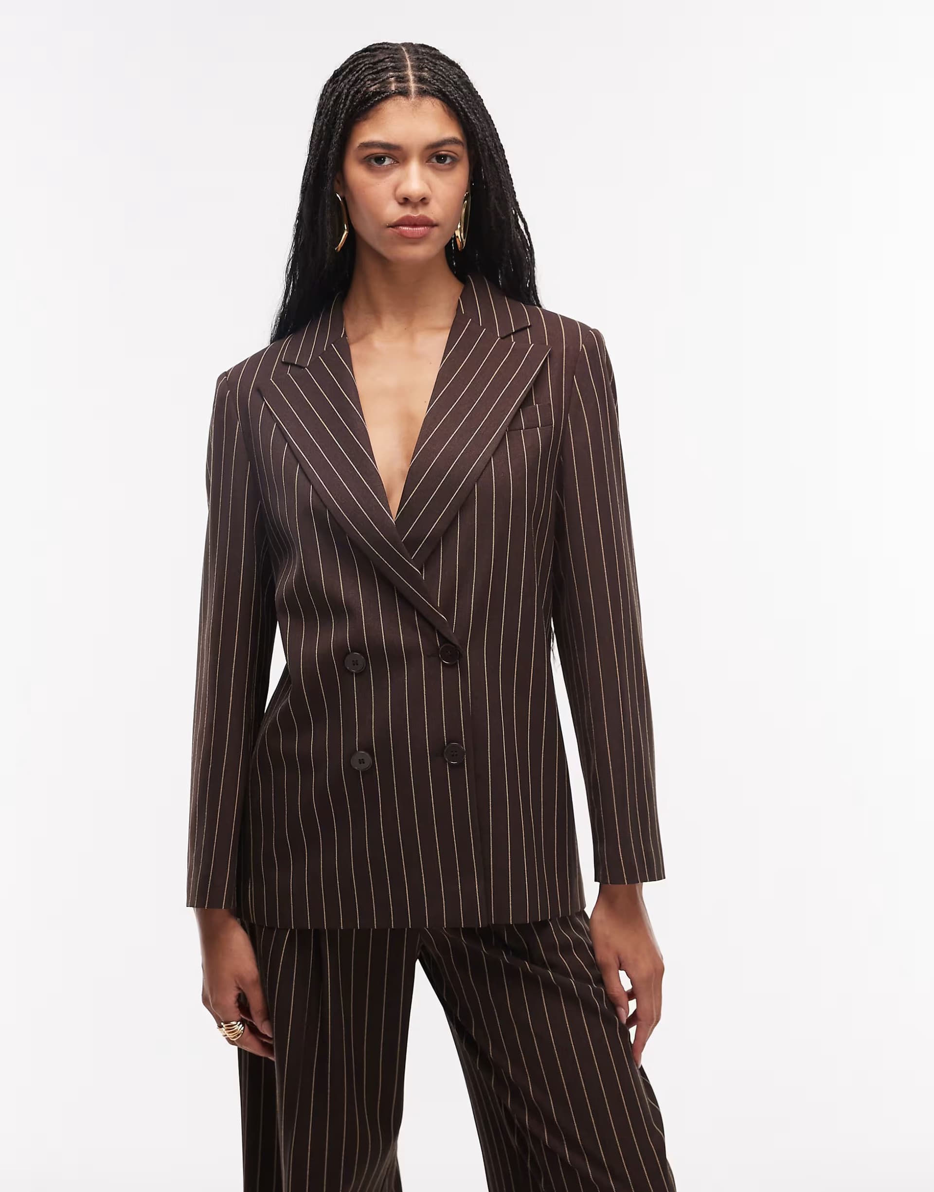 ASOS COLLUSION oversized blazer co-ord in brown pinstripe