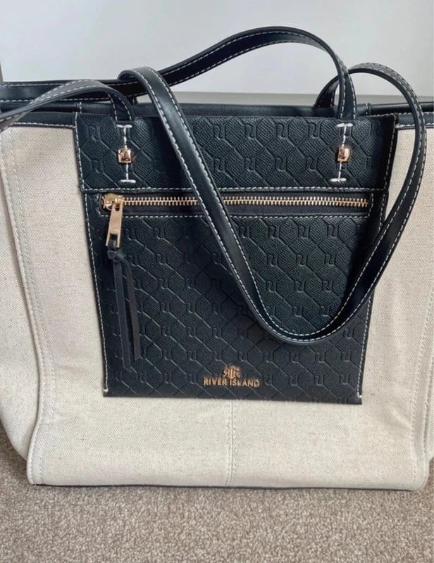 River Island River Island Natural Canvas Black Detail Shopper Summer Bag Women’s - 1