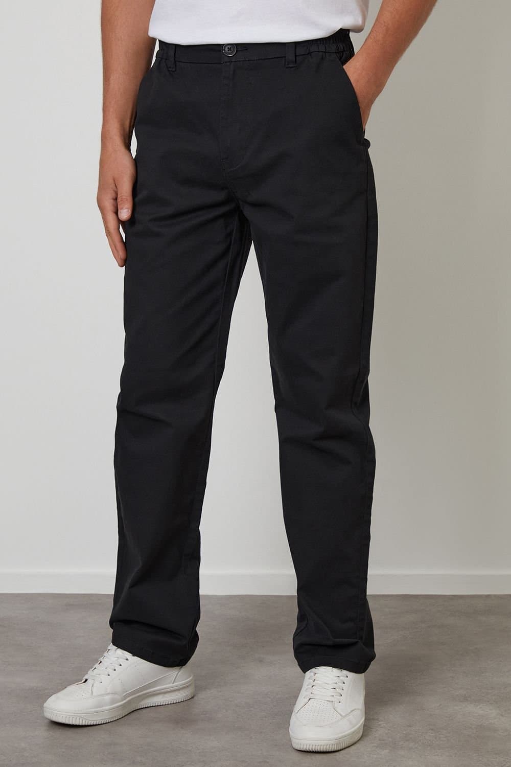 Threadbare Threadbare Men's Black Stretch Waist Chino Trousers