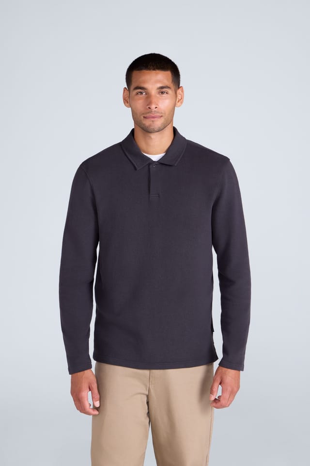 Animal Animal Men's 'Ollie' Comfortable Casual Long Sleeve Collared Relaxed Fit Polo Shirt in Black - 3