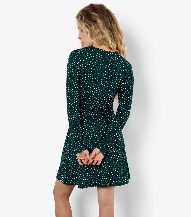Apricot Women's Green Polka Dot Long Sleeve Mini Dress Apricot New Look - 2