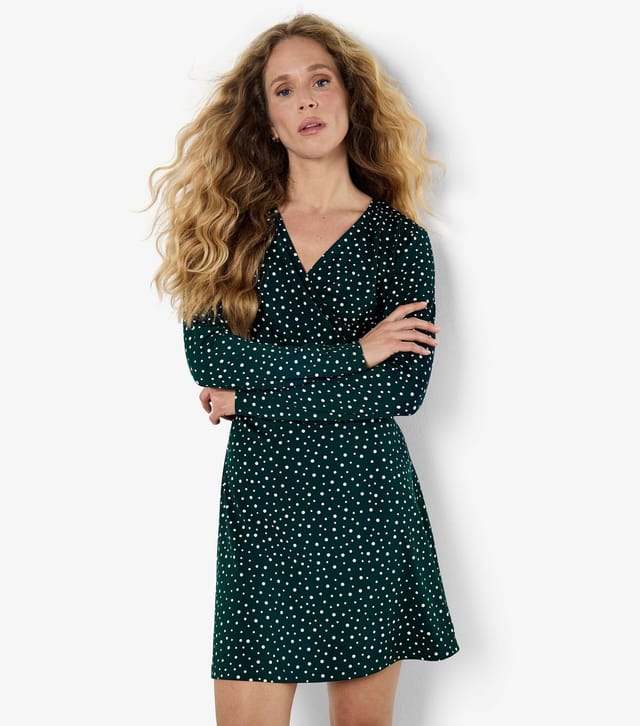 Apricot Women's Green Polka Dot Long Sleeve Mini Dress Apricot New Look - 3