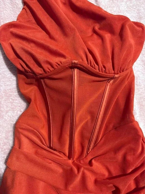 Oh Polly Red ruched corset asymmetrical clubbing dress 4 6 oh polly