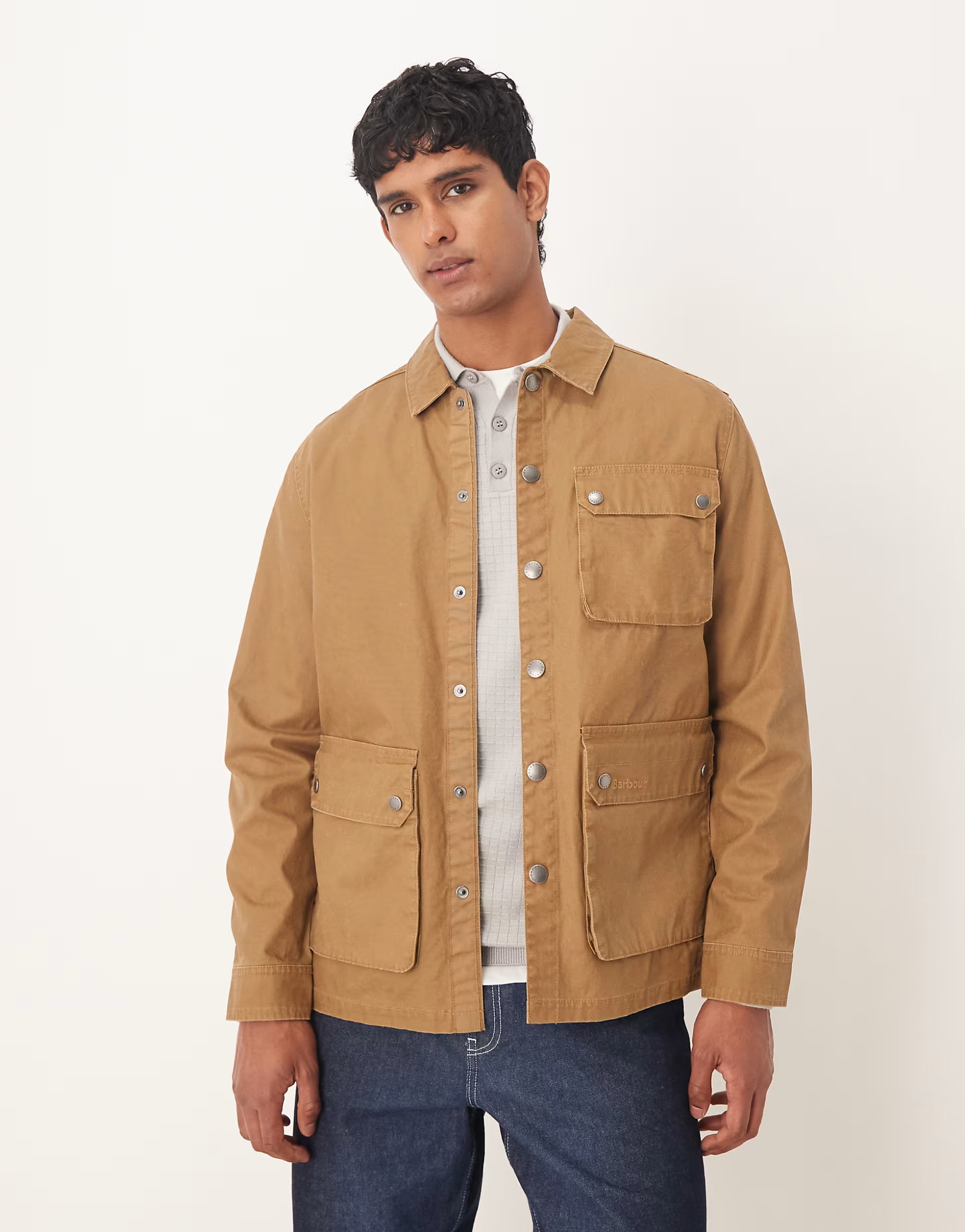 ASOS Barbour Kippford regular canvas overshirt in bronze brown - BROWN