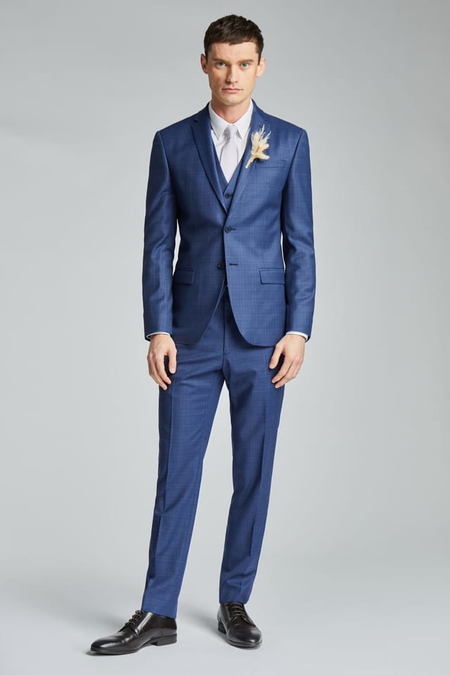 Ted Baker Ted Baker Men's Volan Blue Subtle Check Slim Jacket - 3