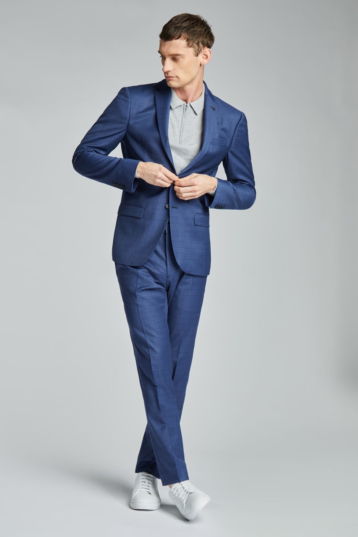 Ted Baker Ted Baker Men's Volan Blue Subtle Check Slim Jacket - 4