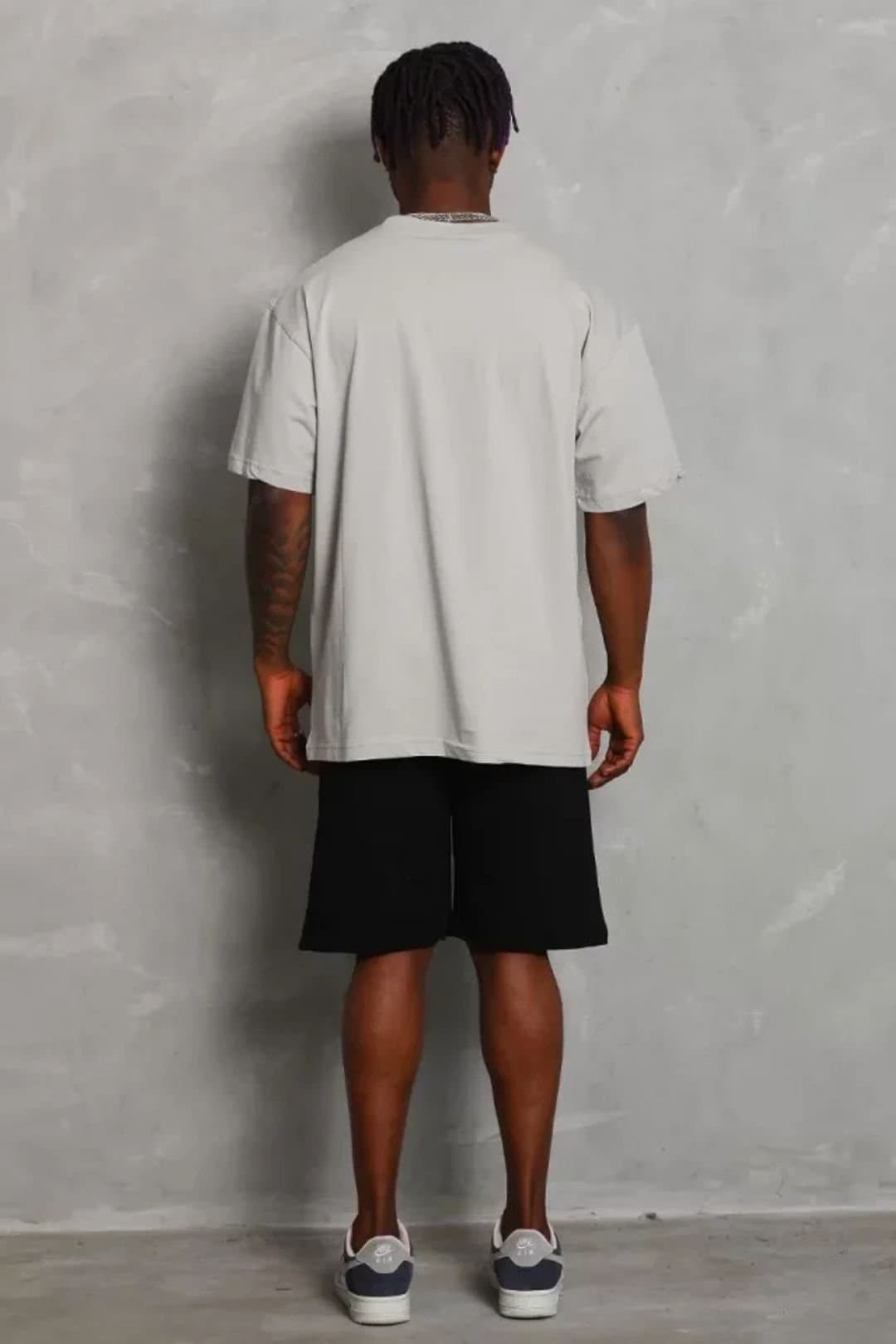 Janes Janes Men's Ribbed Oversized Crew Neck T-Shirt in Grey