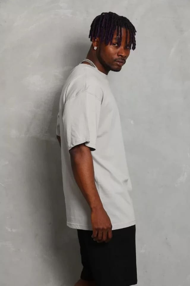 Janes Janes Men's Ribbed Oversized Crew Neck T-Shirt in Grey - 2
