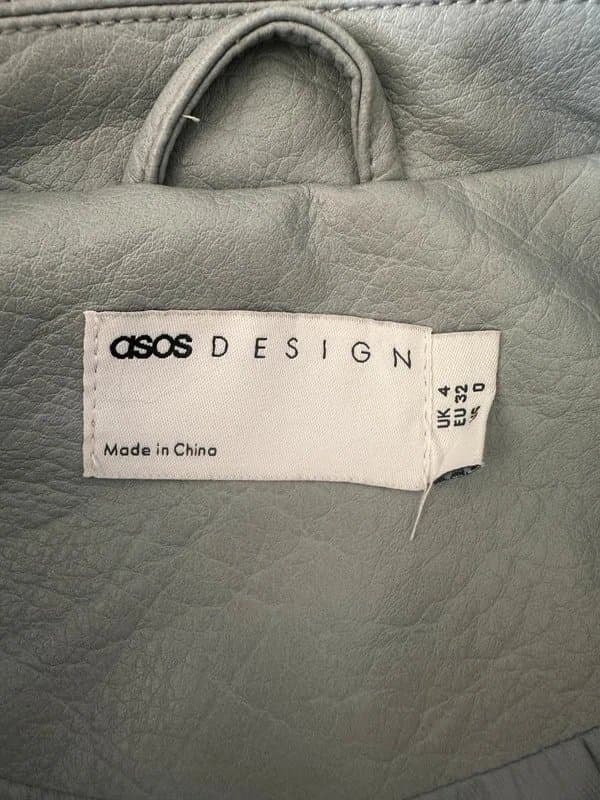 ASOS Sold out asos design leather look harrington jacket in blue- UK 4