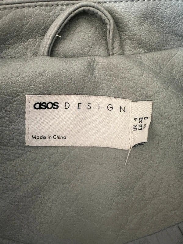 ASOS Sold out asos design leather look harrington jacket in blue- UK 4 - 1