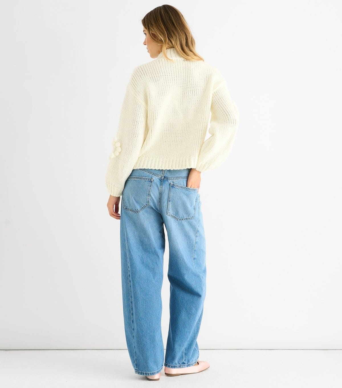 Gini London Women's Cream Heart Bubble Knit Jumper Gini London New Look - 4