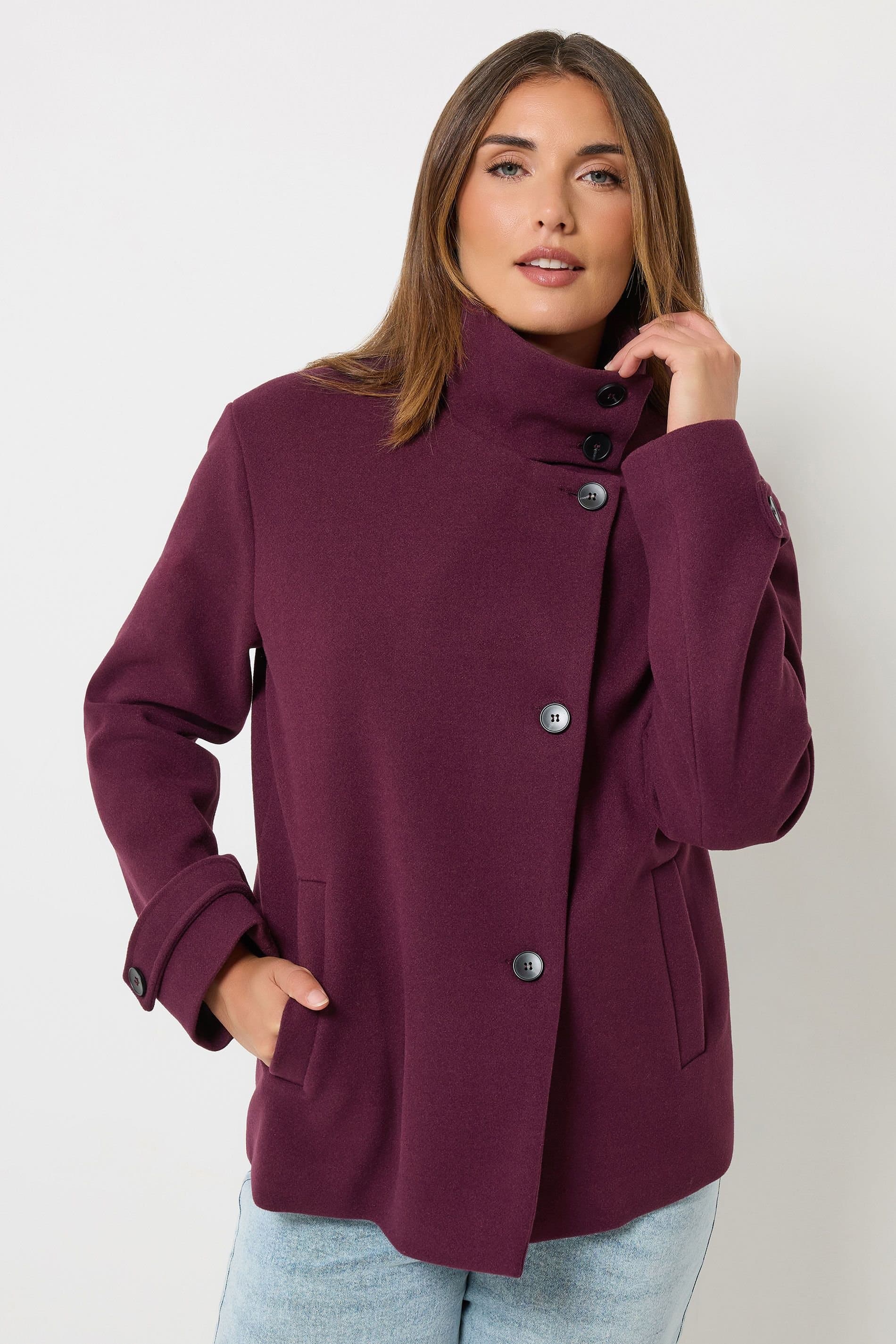 Long Tall Sally Long Tall Sally Women's Tall Funnel Neck Jacket in Burgundy