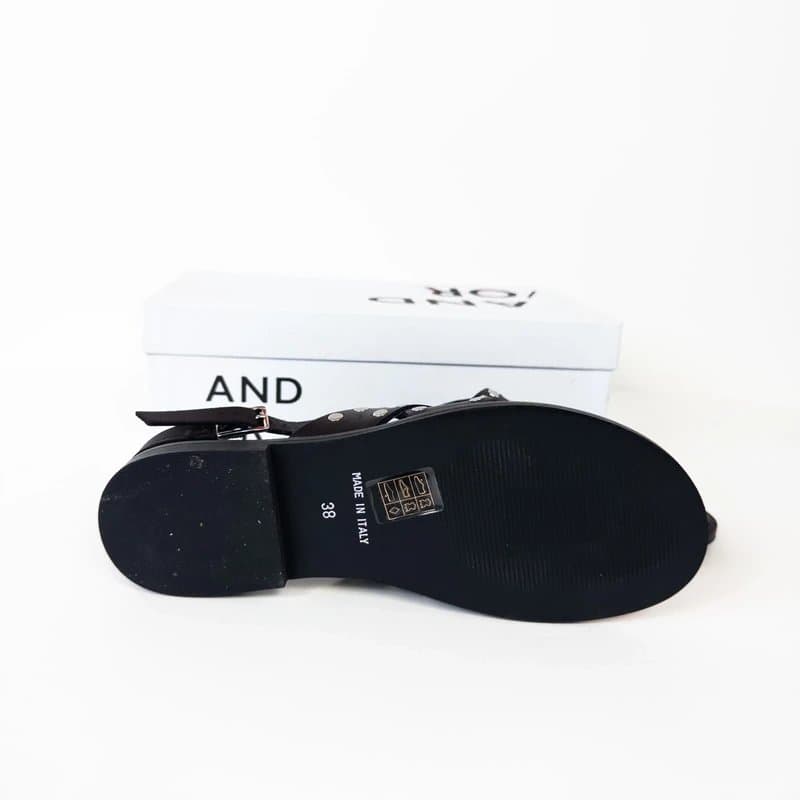 John Lewis John Lewis AND/OR Lennie Leather Studded Toe Post Flat Sandals UK 5 NEW