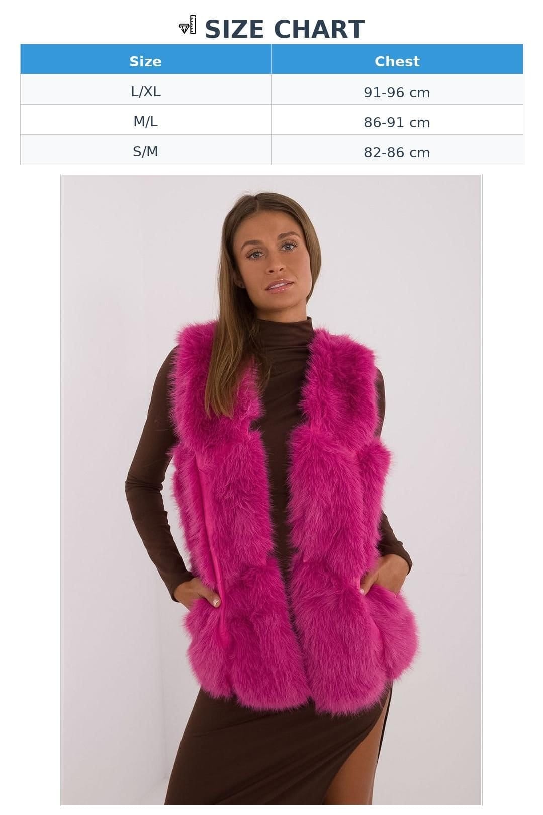 Love Lace Love Lace Women's Faux Fur Slip Pocket Vest for Everyday Wear in Fuchsia - 4