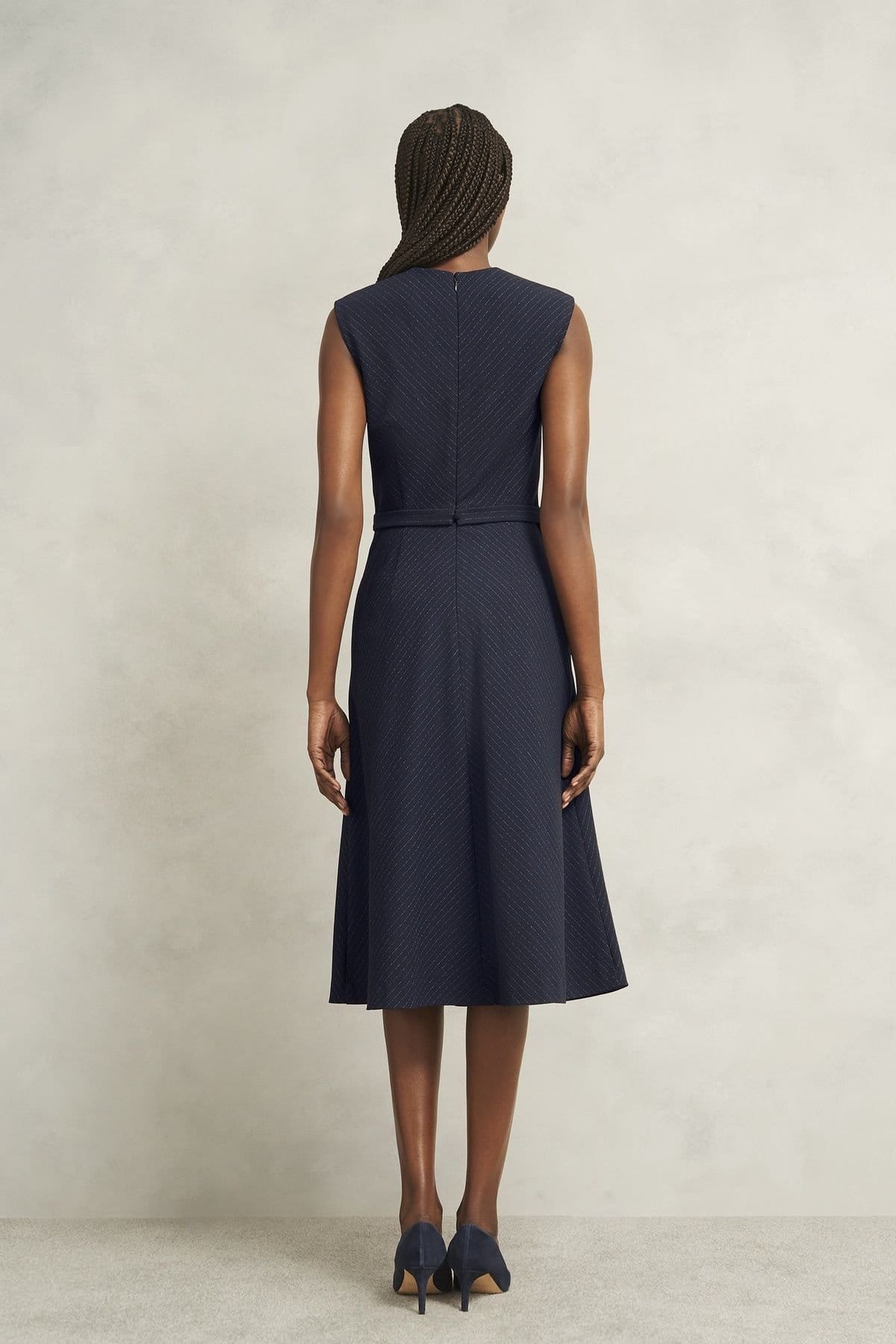 Hobbs London Hobbs London Women's Katelena Keyhole Midi Dress in Dark Navy - 4