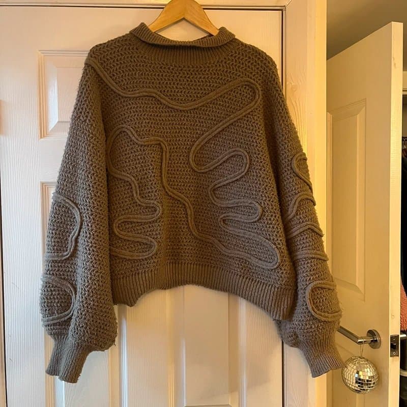 ASOS ASOS knitted high neck jumper with abstract stitch detail in taupe