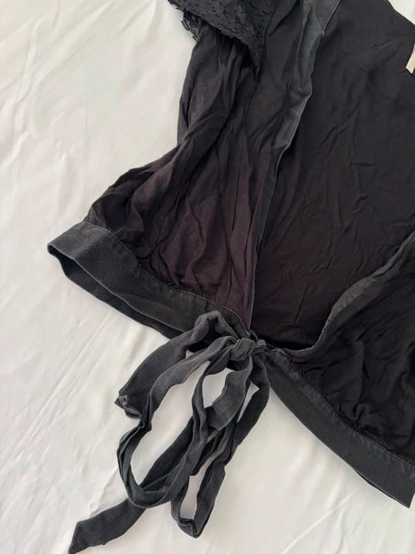 Topshop Y2K black lace tie up cardigan