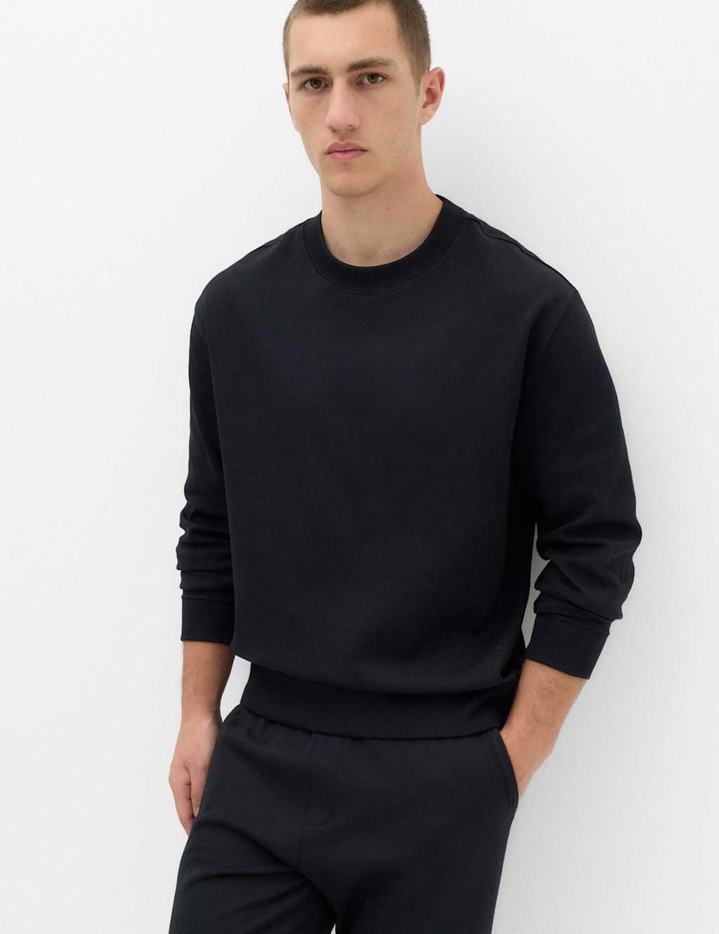 Marks & Spencer M&S Ultimate Cotton Rich Crew Neck Sweatshirt Black