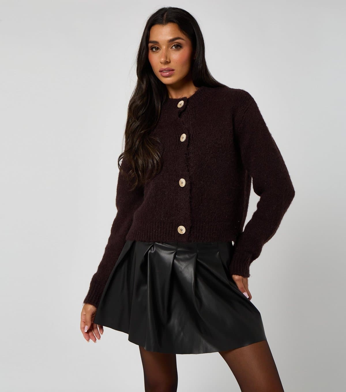 Urban Bliss Women's Brown Cropped Soft Knit Cardigan Urban Bliss New Look