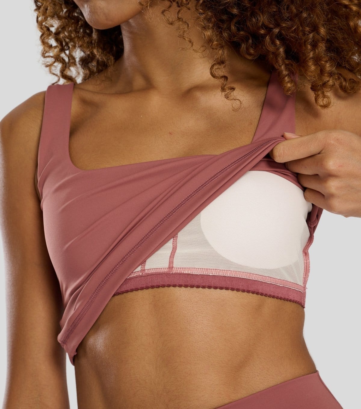 South Beach Women's Mid Pink Scoop Neck Built-In-Bra Vest Top South Beach New Look - 4