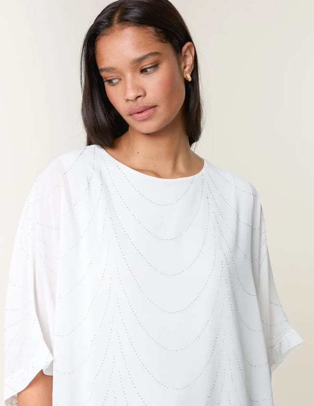 Blue Vanilla Studded Wave Chiffon Kaftan Top - 2