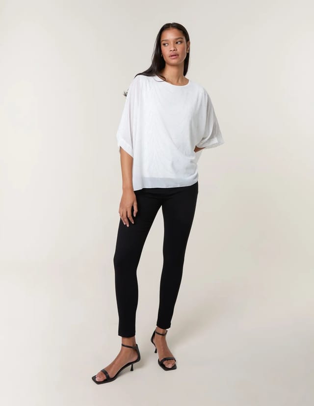 Blue Vanilla Studded Wave Chiffon Kaftan Top - 3