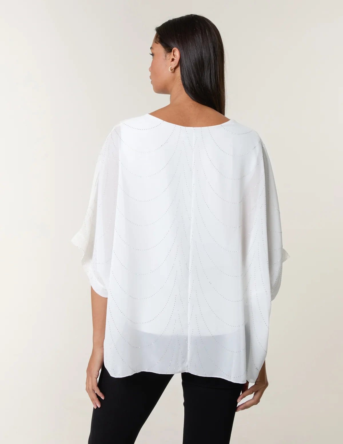 Blue Vanilla Studded Wave Chiffon Kaftan Top - 4