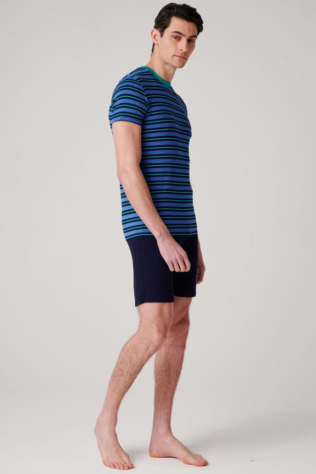 British Boxers British Boxers Men's "Ultramarine" Bamboo Short Pyjama Set in Bright Blue - 2