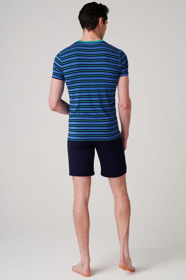 British Boxers British Boxers Men's "Ultramarine" Bamboo Short Pyjama Set in Bright Blue - 3