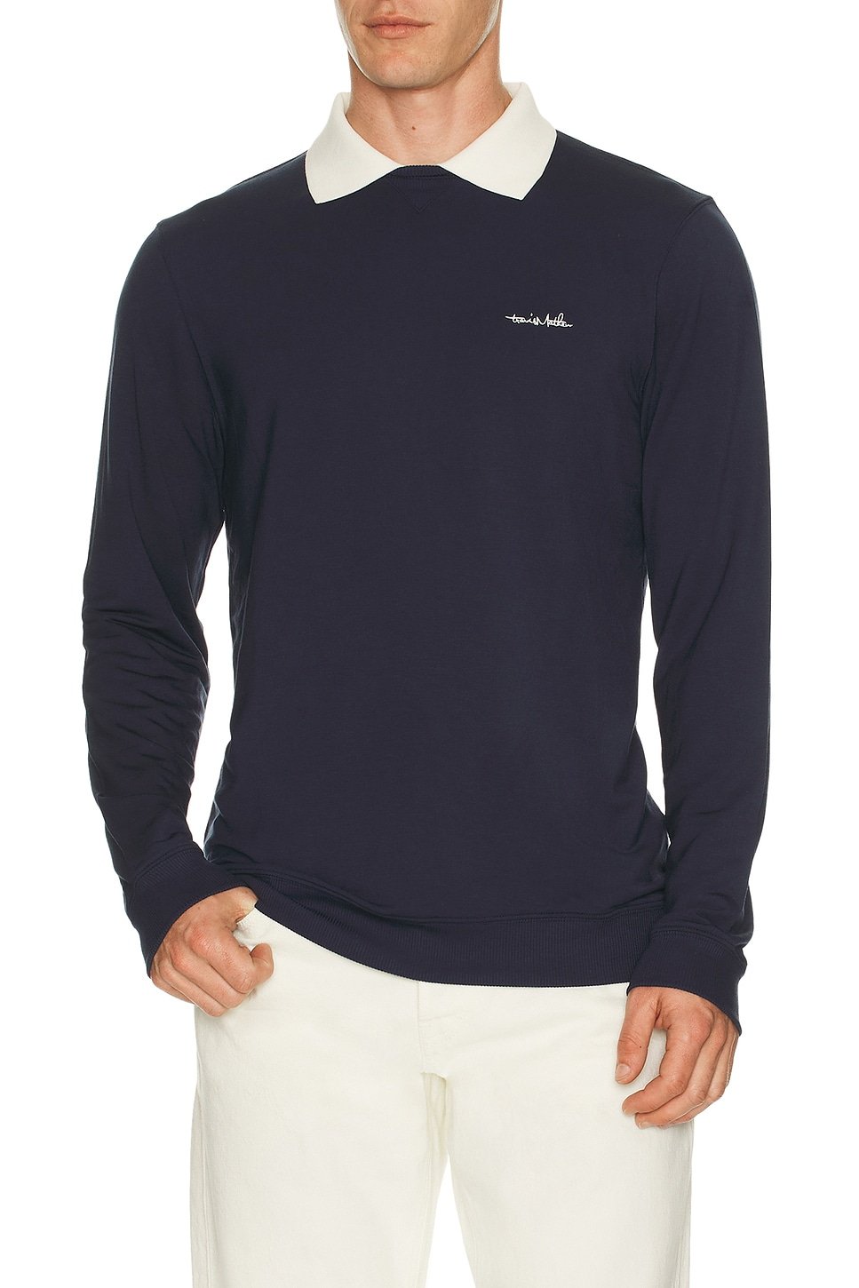 revolve Amenities Collar Long Sleeve Polo Sweatshirt - 1
