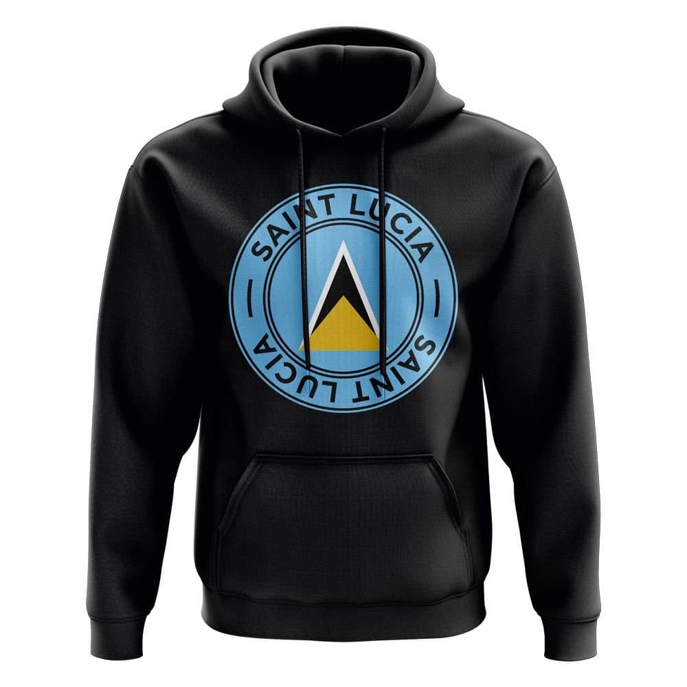 St Lucia St Lucia Men's Personalised Saint Lucia Football Badge Hoodie in Black