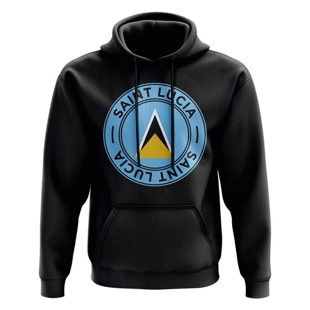 St Lucia St Lucia Men's Personalised Saint Lucia Football Badge Hoodie in Black - 2