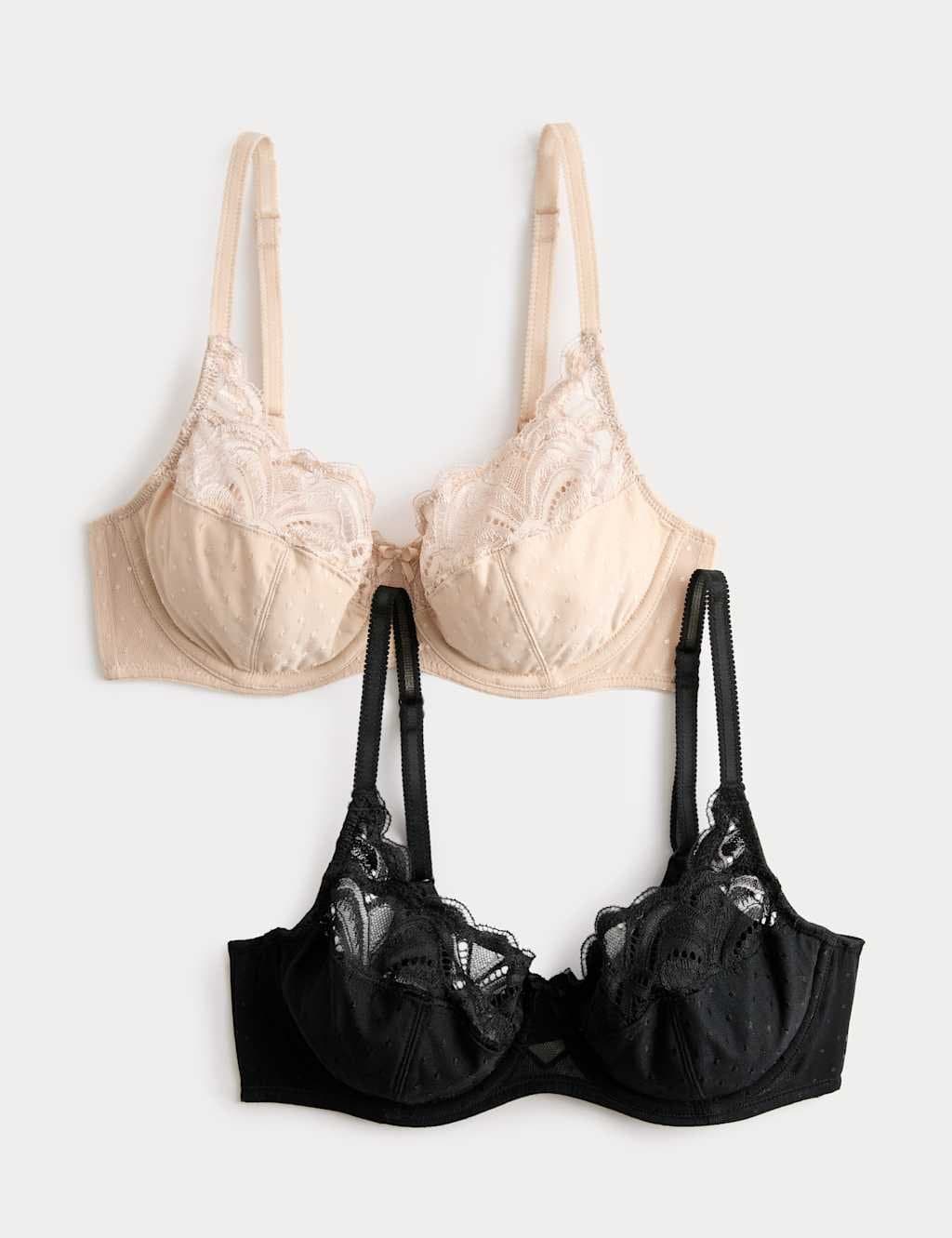 Marks & Spencer M&S 2 Pack Amelia Lace Wired Full Cup Bra (A-E) Black Mix