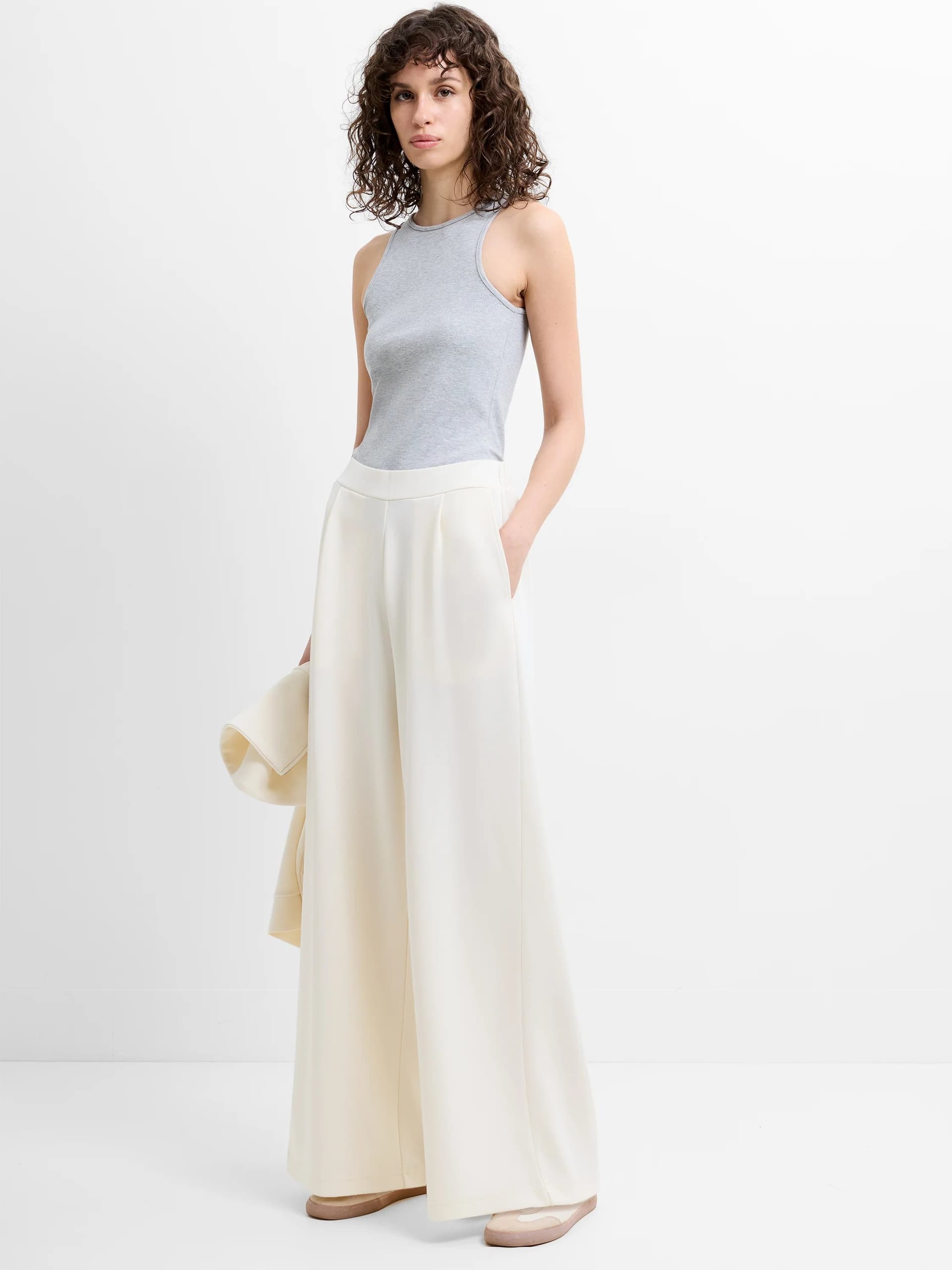 French Connection French Connection Cream Wide Leg Trousers