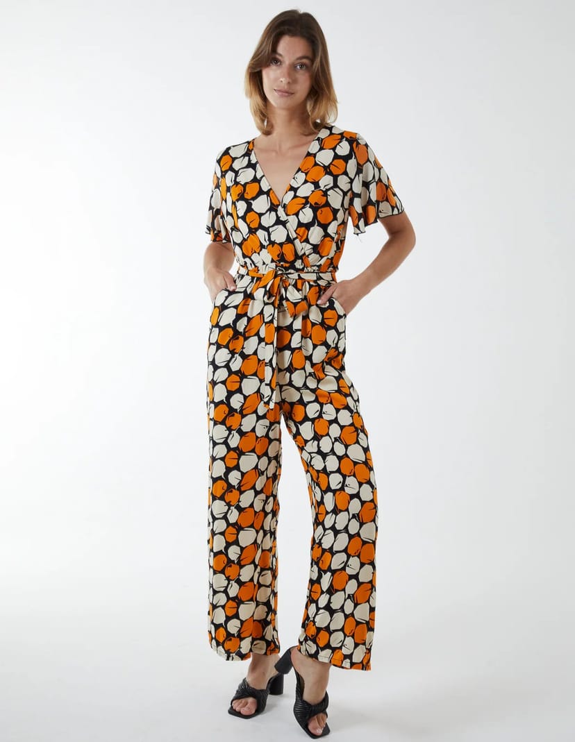 Blue Vanilla Abstract Honeycomb Cross Over Jumpsuit - 1