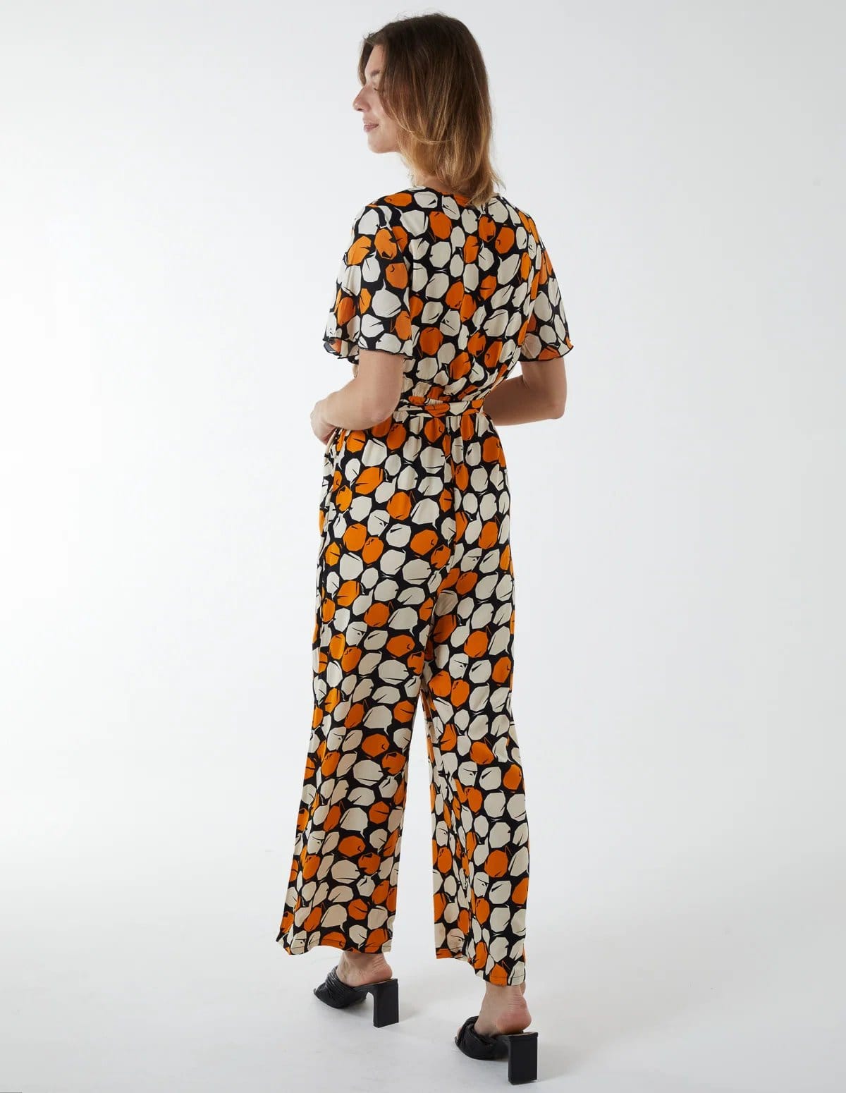 Blue Vanilla Abstract Honeycomb Cross Over Jumpsuit - 4