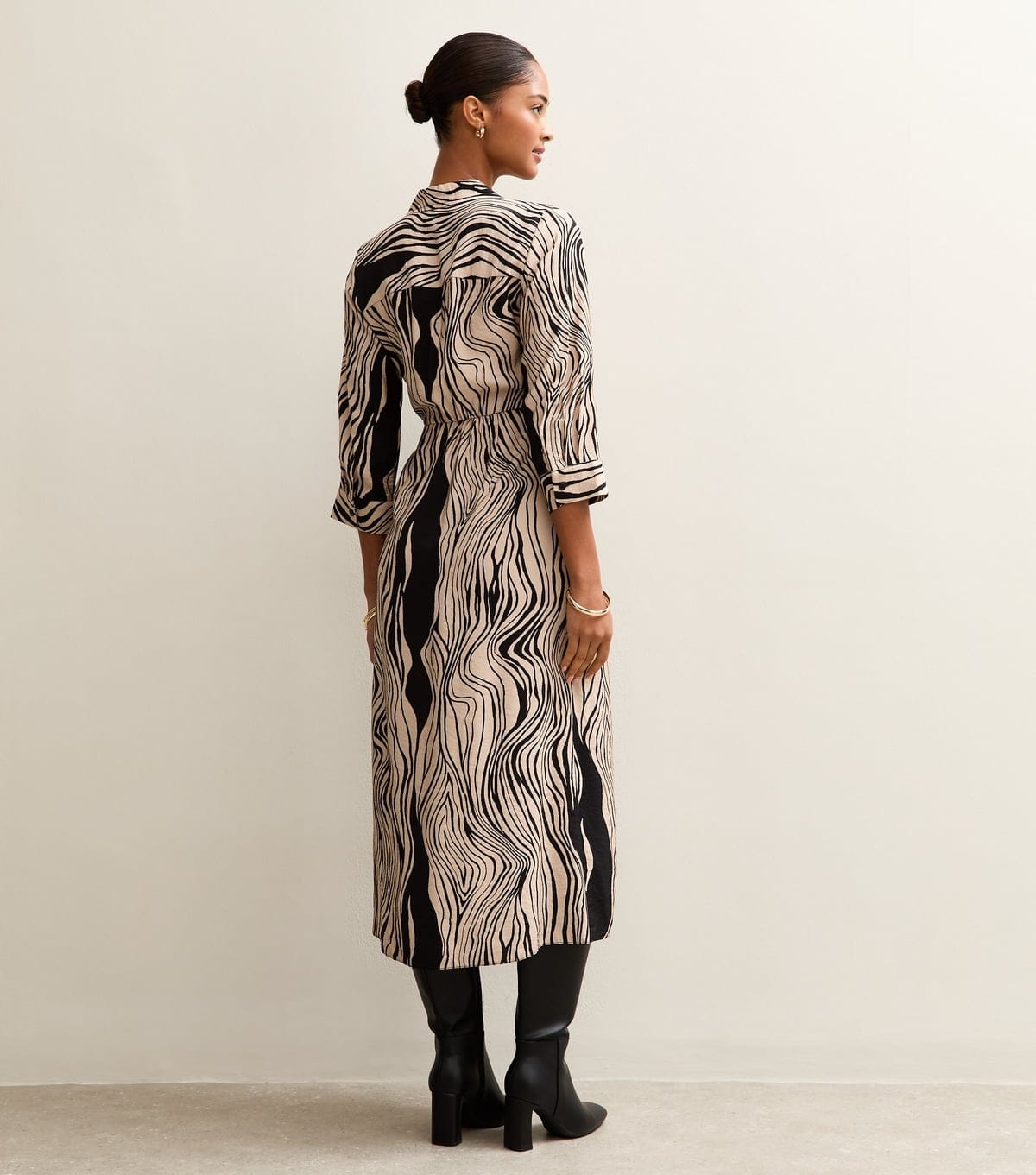 New Look Women's Black Abstract Pattern Midi Shirt Dress New Look - 4