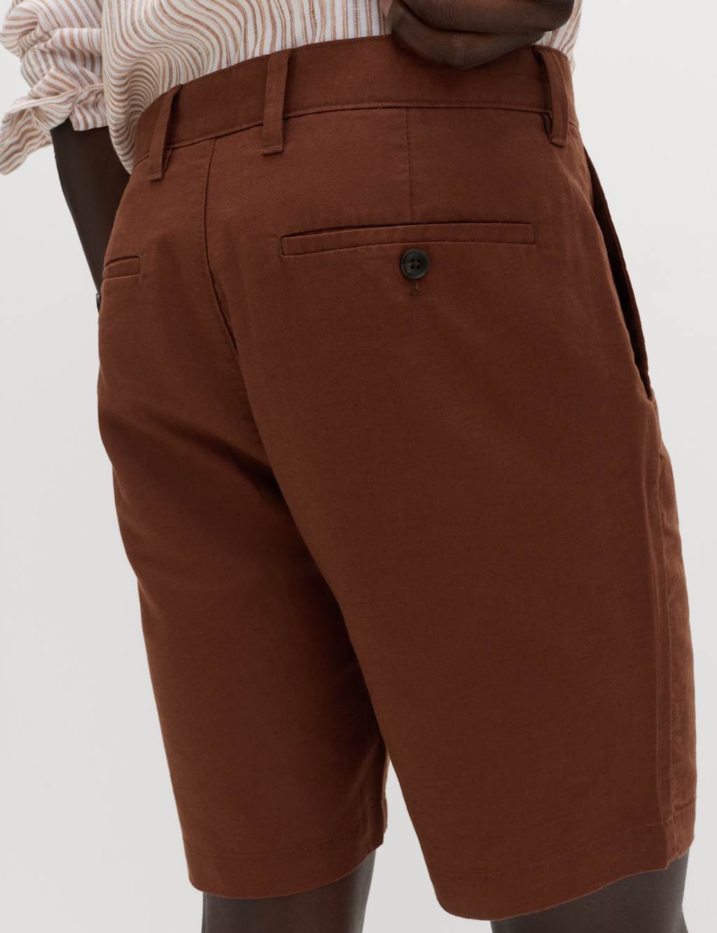 Marks & Spencer M&S Linen Blend Chino Shorts Conker - 3