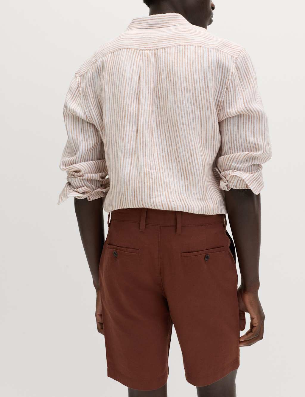 Marks & Spencer M&S Linen Blend Chino Shorts Conker - 4