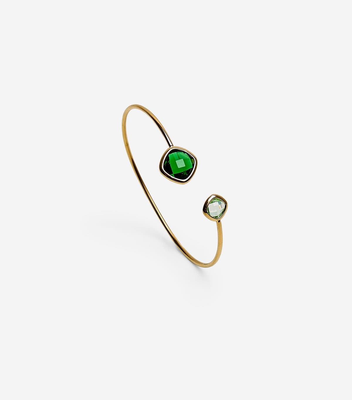 Public Desire Public Desire Gold Tone Green Charm Open Bangle