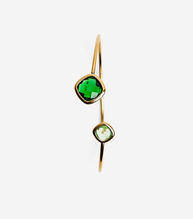 Public Desire Gold Tone Green Charm Open Bangle Public Desire New Look - 2