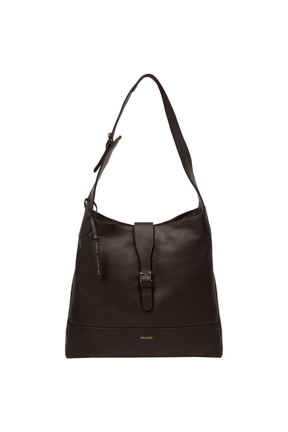 Pure Luxuries London Pure Luxuries London Women's 'Rowena' Leather Shoulder Bag in Dark Brown