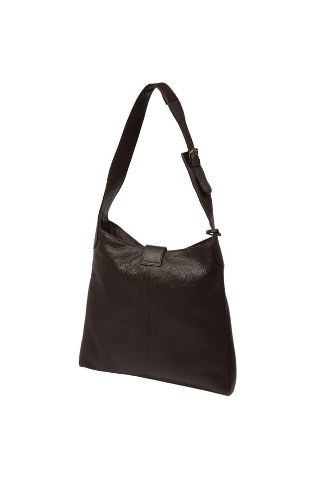 Pure Luxuries London Pure Luxuries London Women's 'Rowena' Leather Shoulder Bag in Dark Brown - 3